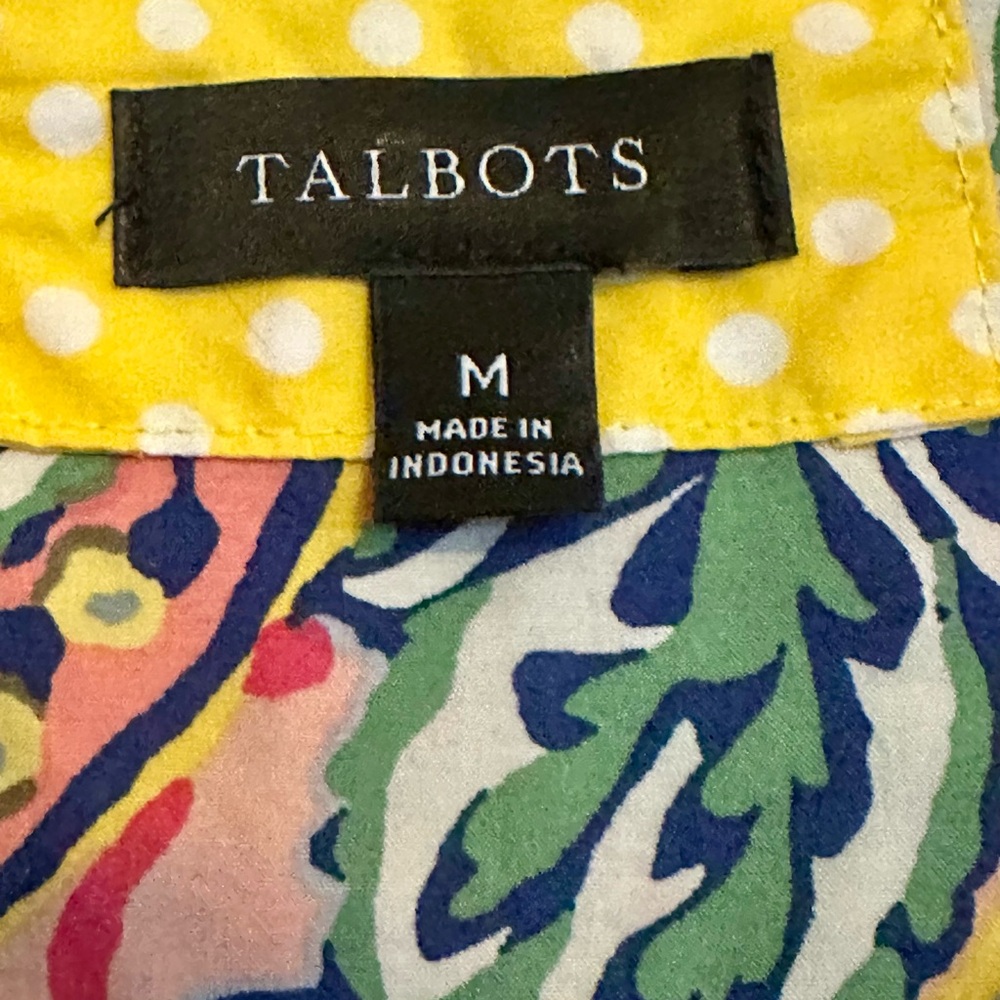 TALBOTS COTTON BUTTON FRONT SHIRT - BOTANICAL PAISLEY - Picture 4 of 5